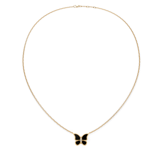 Black Onyx Small Butterfly Necklace