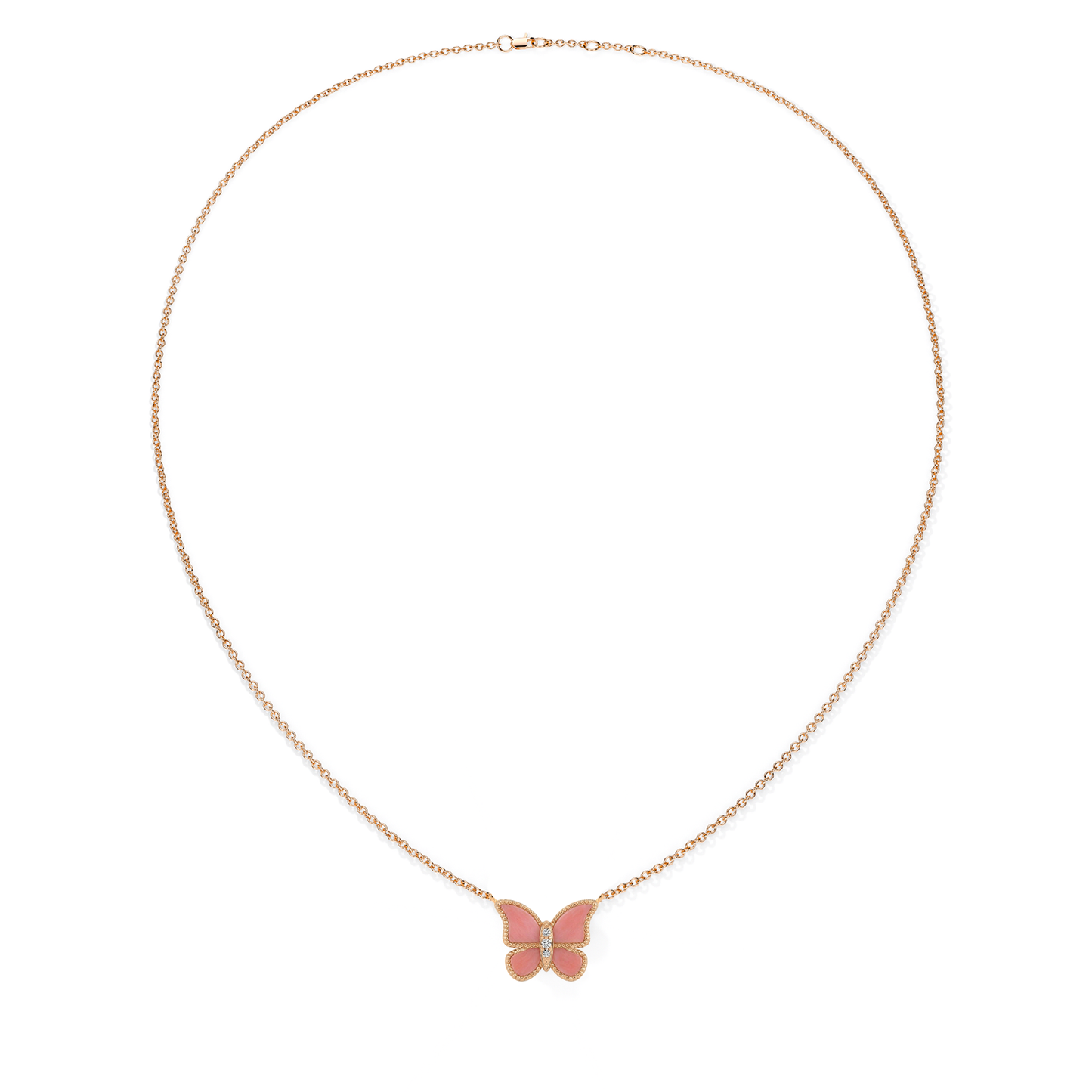 Pink Coral Small Butterfly Necklace