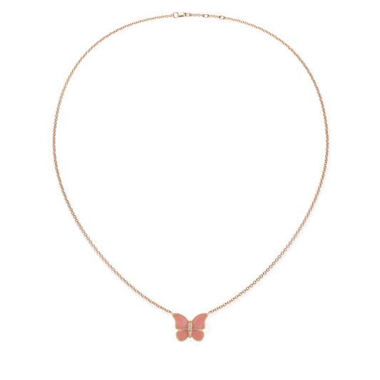 Pink Coral Small Butterfly Necklace