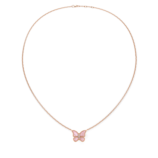 MOP Pink Small Butterfly Necklace