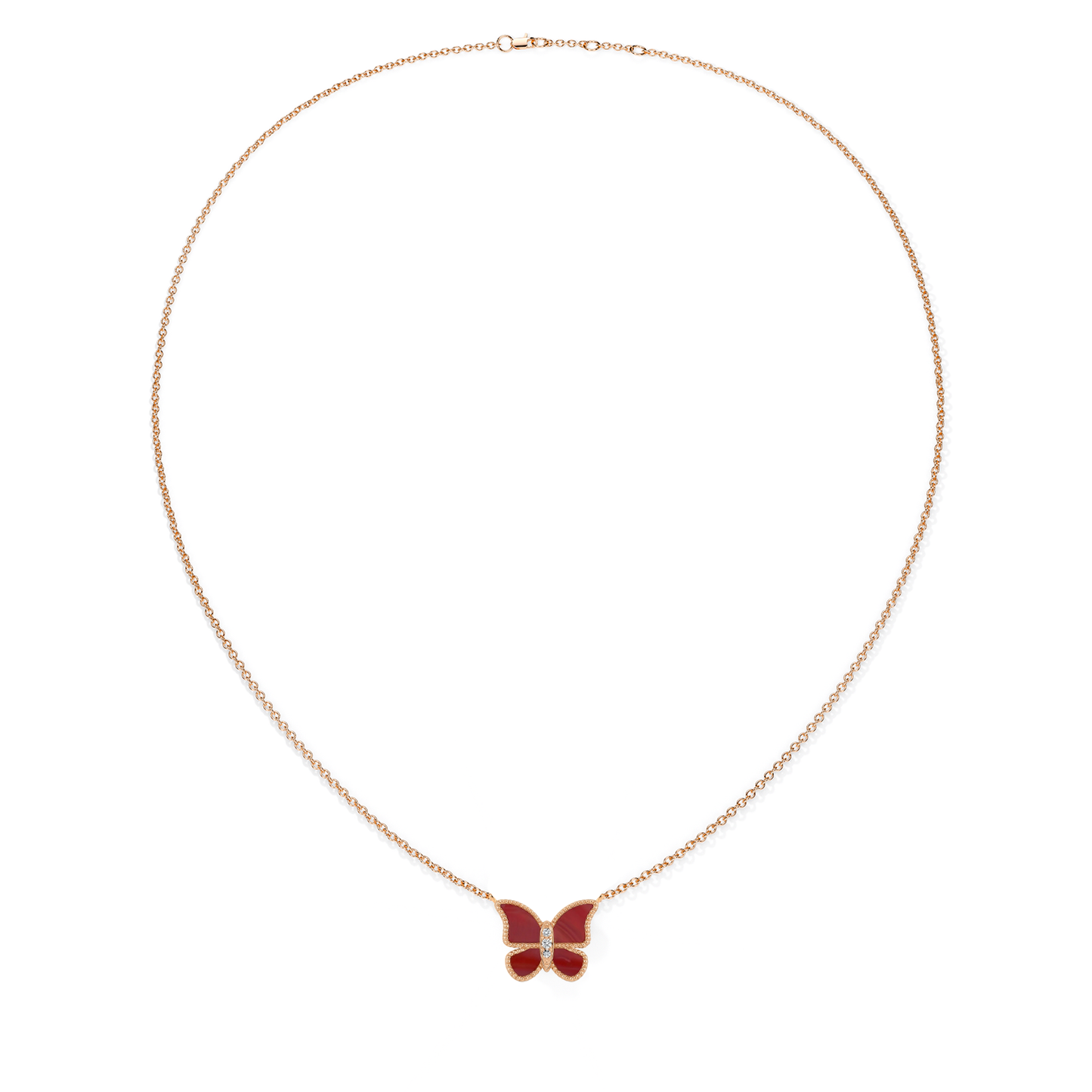 Red Coral Small Butterfly Necklace