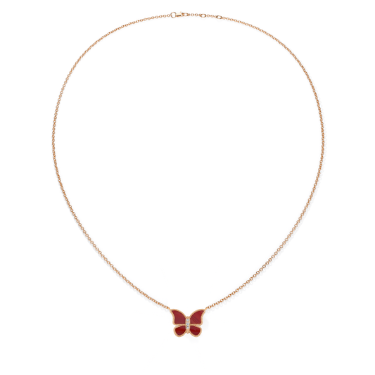 Red Coral Small Butterfly Necklace