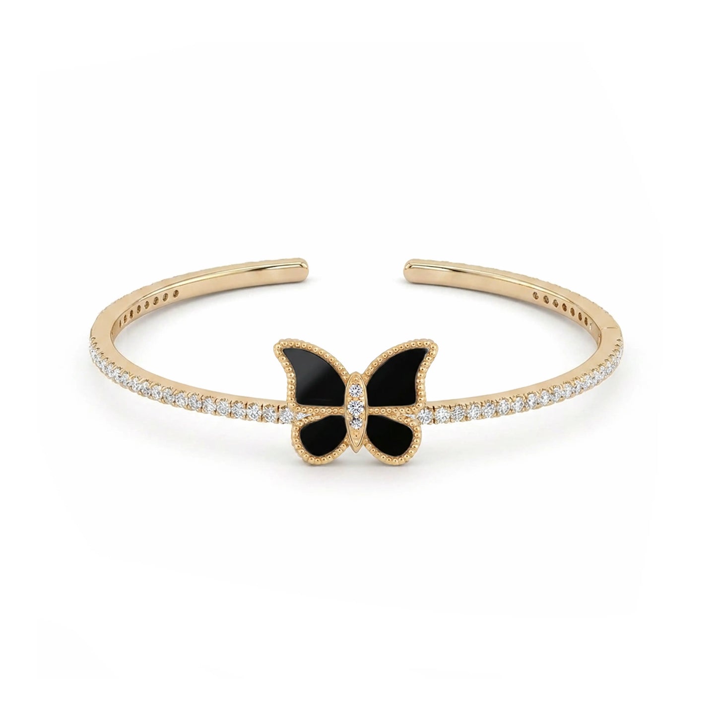 Butterfly Hand Bangle Black Onyx Small