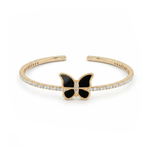 Butterfly Hand Bangle Black Onyx Small