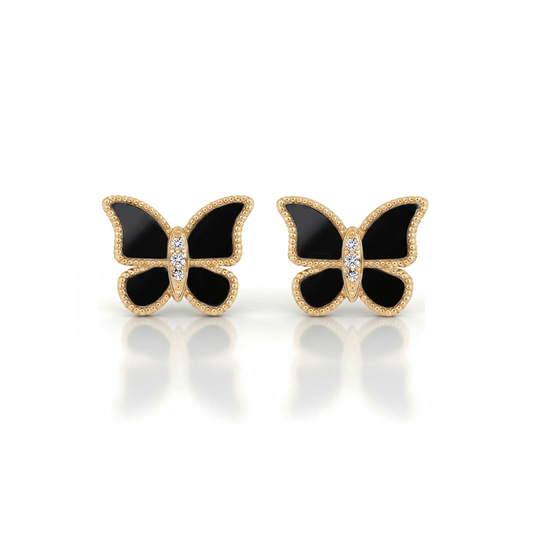 Butterfly Earrings Black Onyx Small