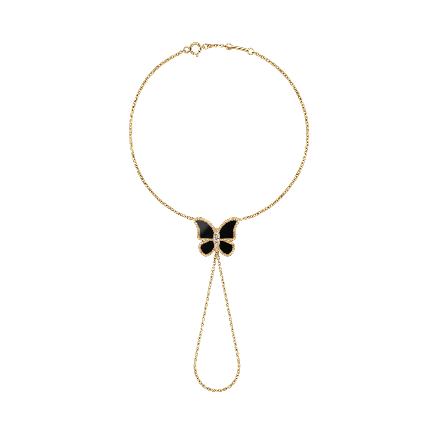 Butterfly Hand Bracelet Black Onyx