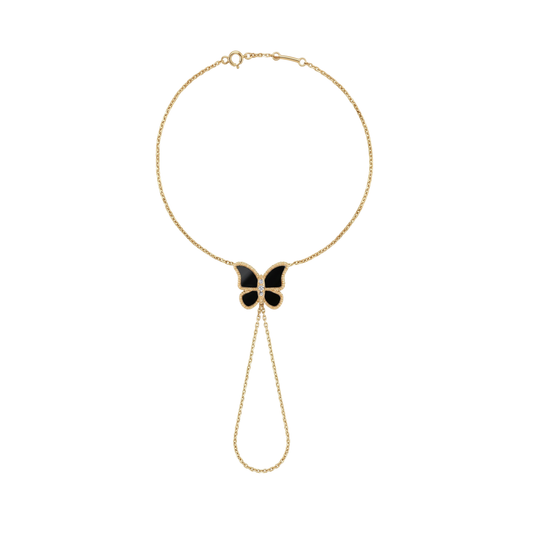 Butterfly Hand Bracelet Black Onyx
