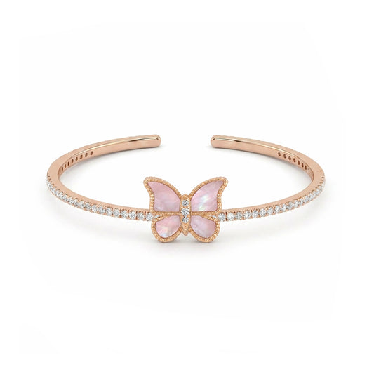 Butterfly Hand Bangle MOP Pink Small