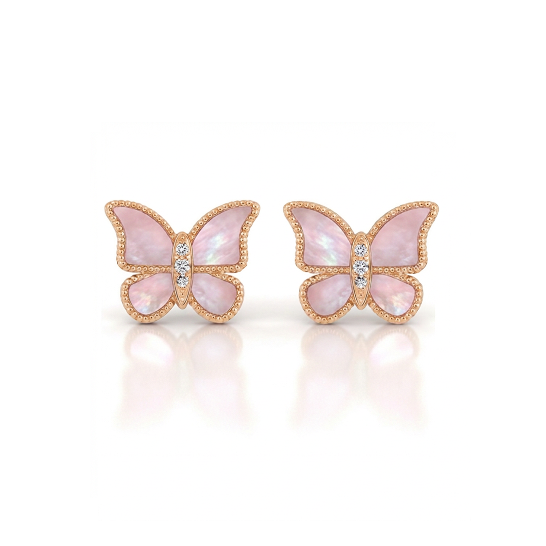 Butterfly Earrings MOP Pink Small