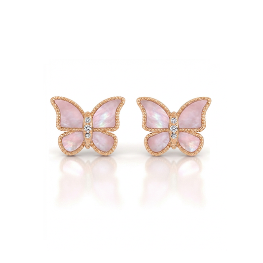 Butterfly Earrings MOP Pink Small