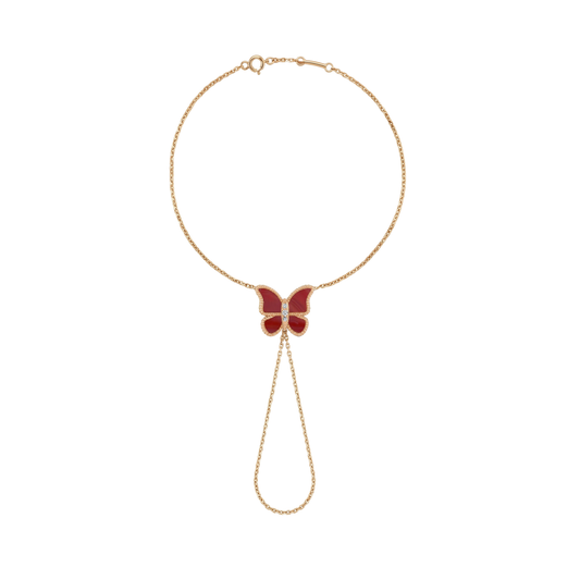 Butterfly Hand Bracelet Red Coral