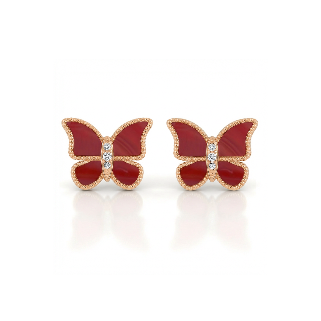 Butterfly Earrings Red Coral Small