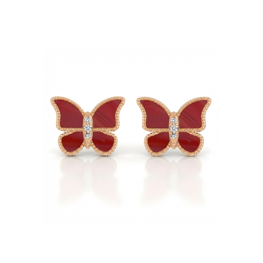 Butterfly Earrings Red Coral Small