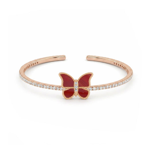Butterfly Hand Bangle Red Coral Small