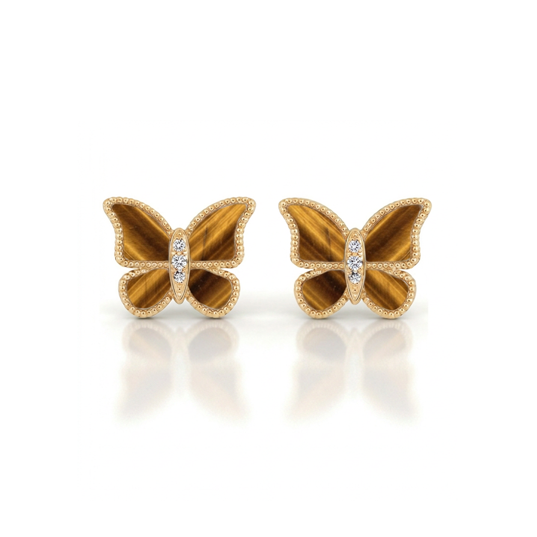Butterfly Earrings Tiger Eye Small