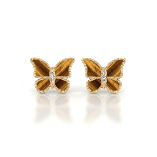 Butterfly Earrings Tiger Eye Small