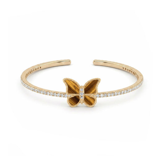 Butterfly Hand Bangle Tiger Eye Small