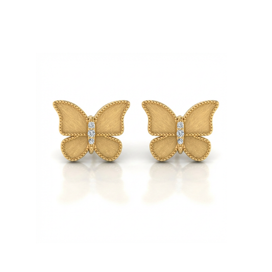 Butterfly Earrings Brushed Gold Small