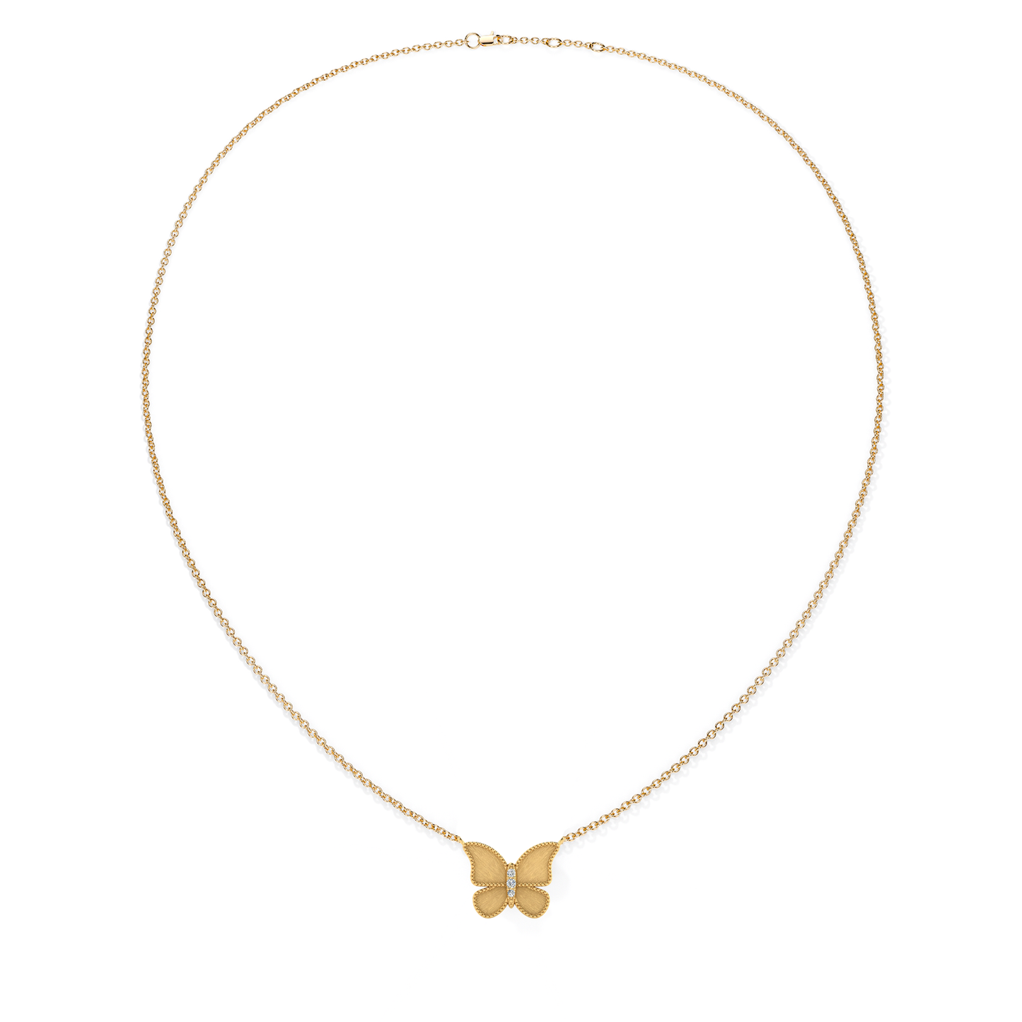 Brushed Gold Small Butterfly Necklace