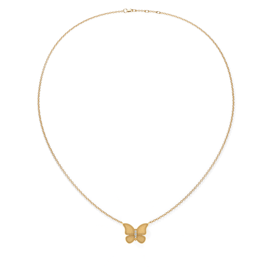 Brushed Gold Small Butterfly Necklace