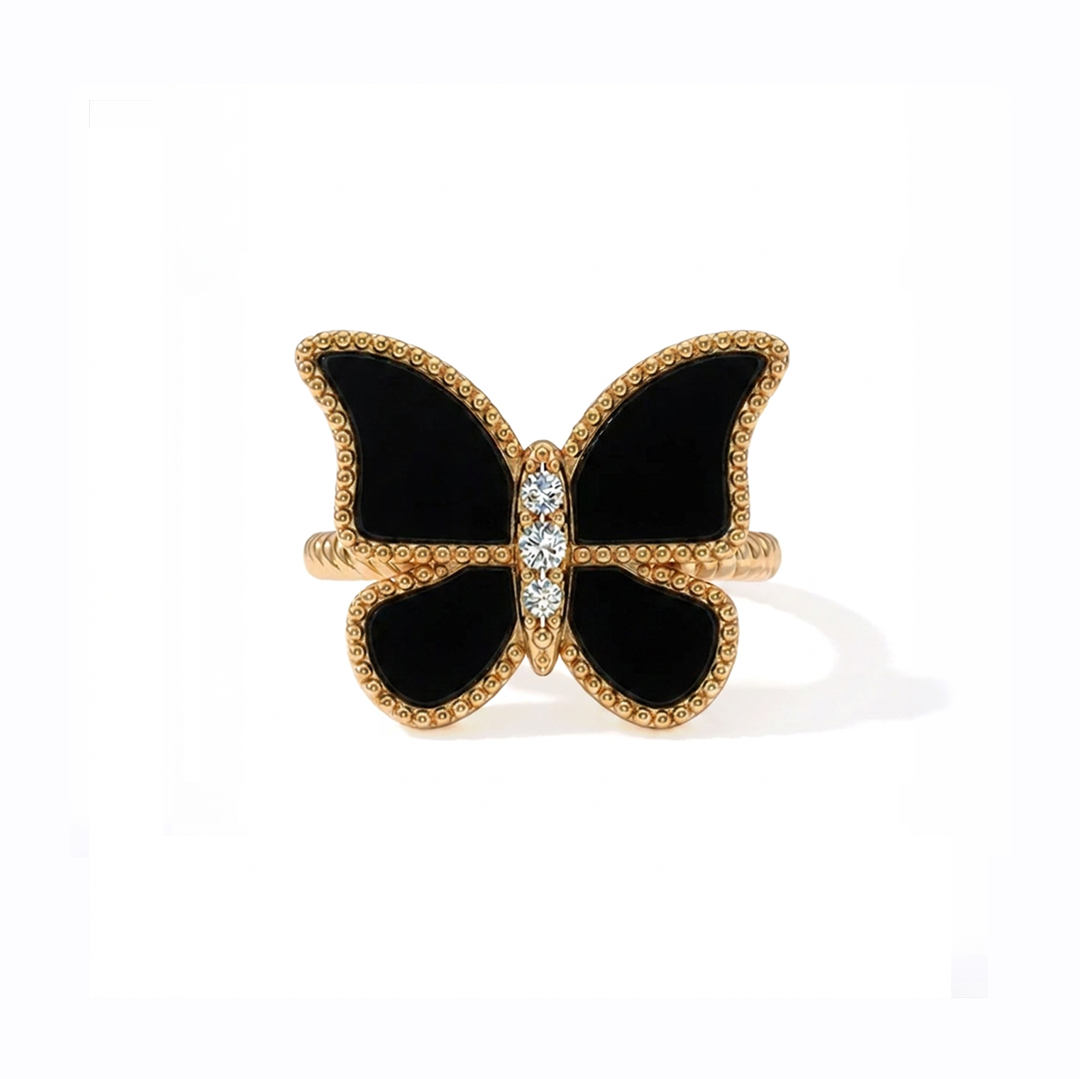 Butterfly Ring Black Onyx Large