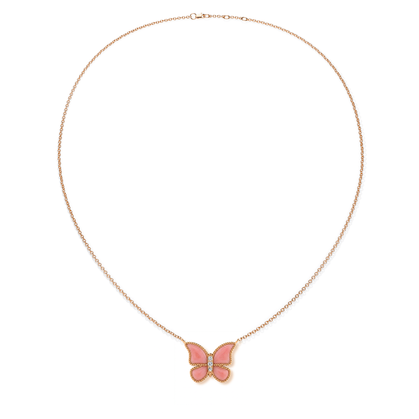 Pink Coral Large Butterfly Necklace