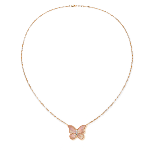 MOP Pink Large Butterfly Necklace
