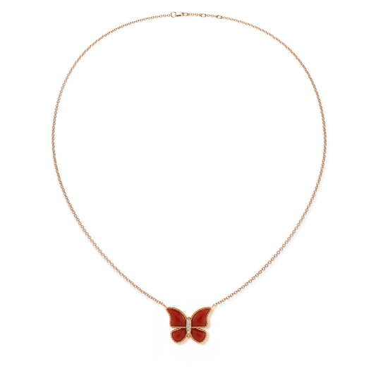 Red Coral Large Butterfly Necklace