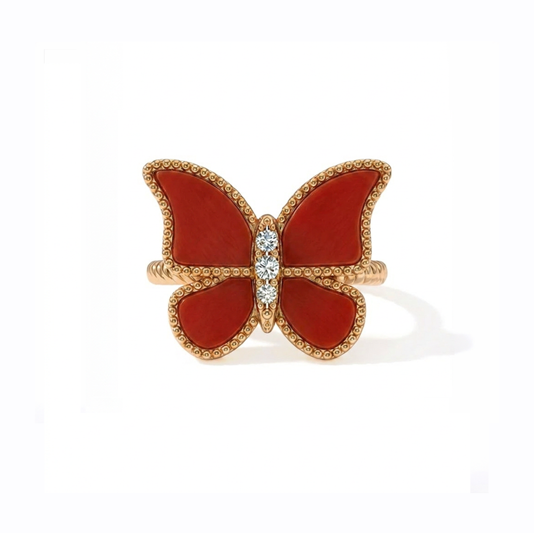 Butterfly Ring Red Coral Large