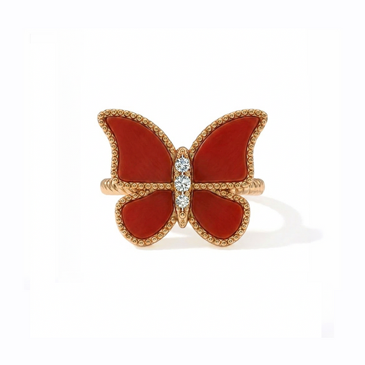 Butterfly Ring Red Coral Large