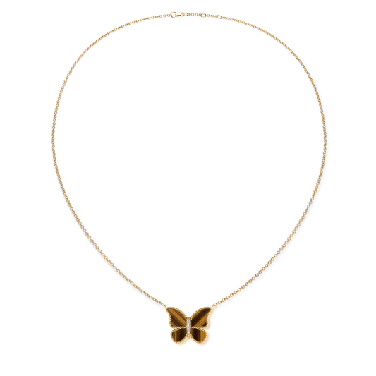 Tiger Eye  Large Butterfly Necklace