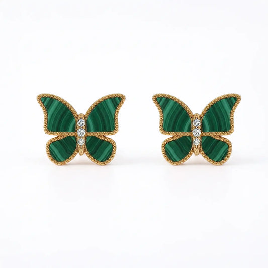 Butterfly Earrings Malachite Large