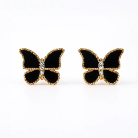 Butterfly Earrings Black Onyx Large