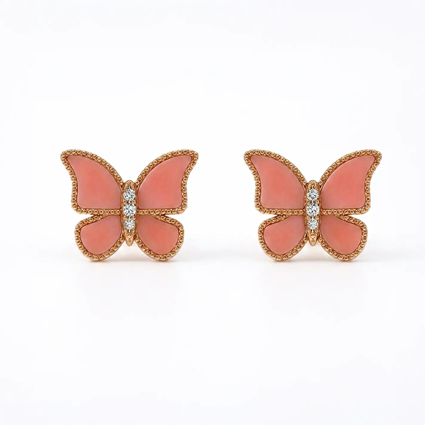 Butterfly Earrings Pink Coral Large