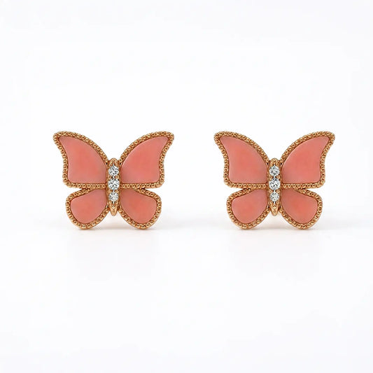 Butterfly Earrings Pink Coral Large