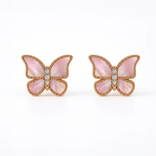 Butterfly Earrings MOP Pink Large