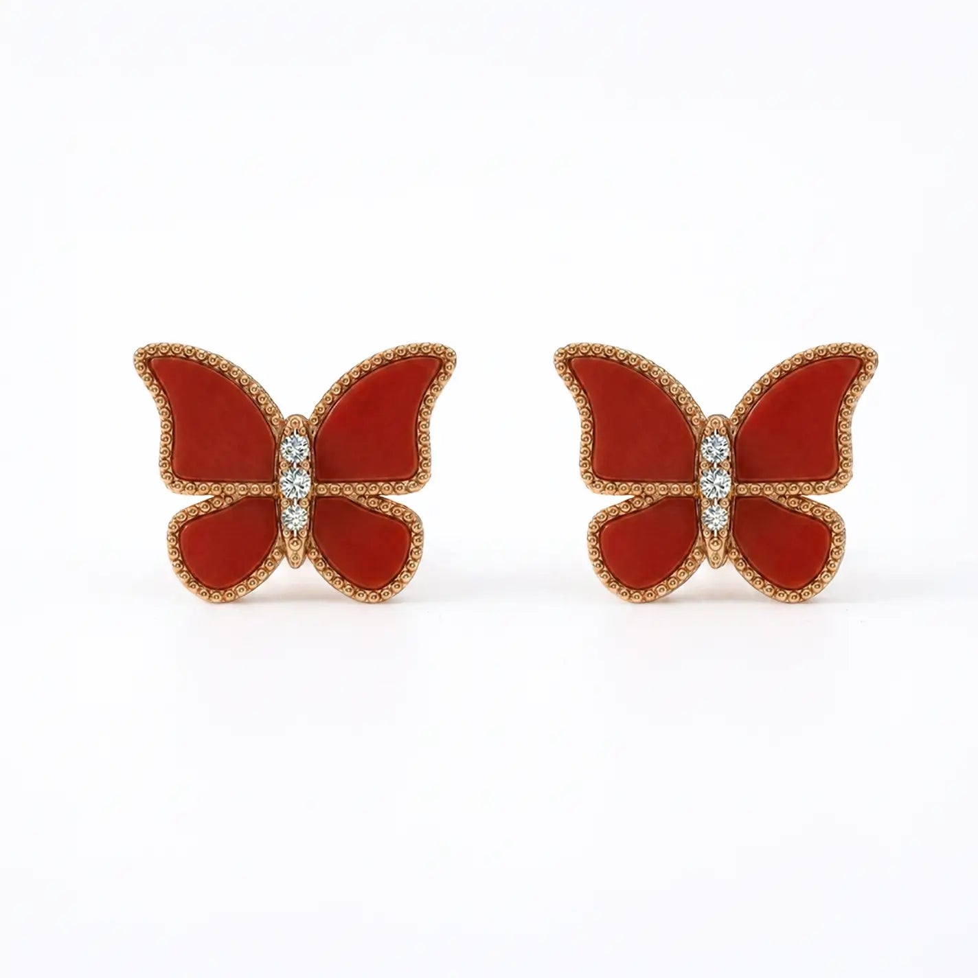 Butterfly Earrings Red Coral Large