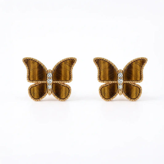 Butterfly Earrings Tiger Eye  Large