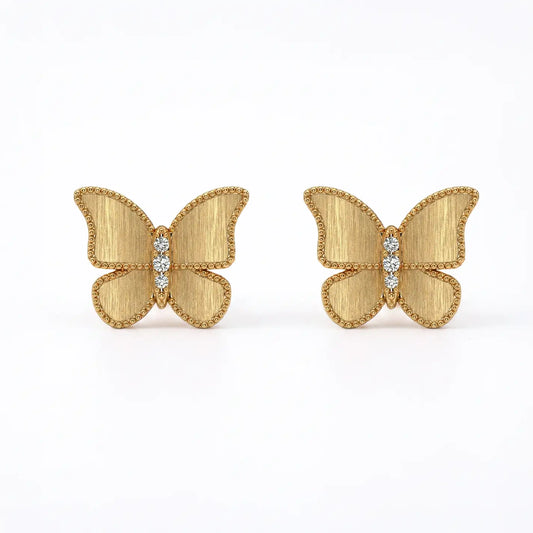 Butterfly Earrings Brushed Gold Large