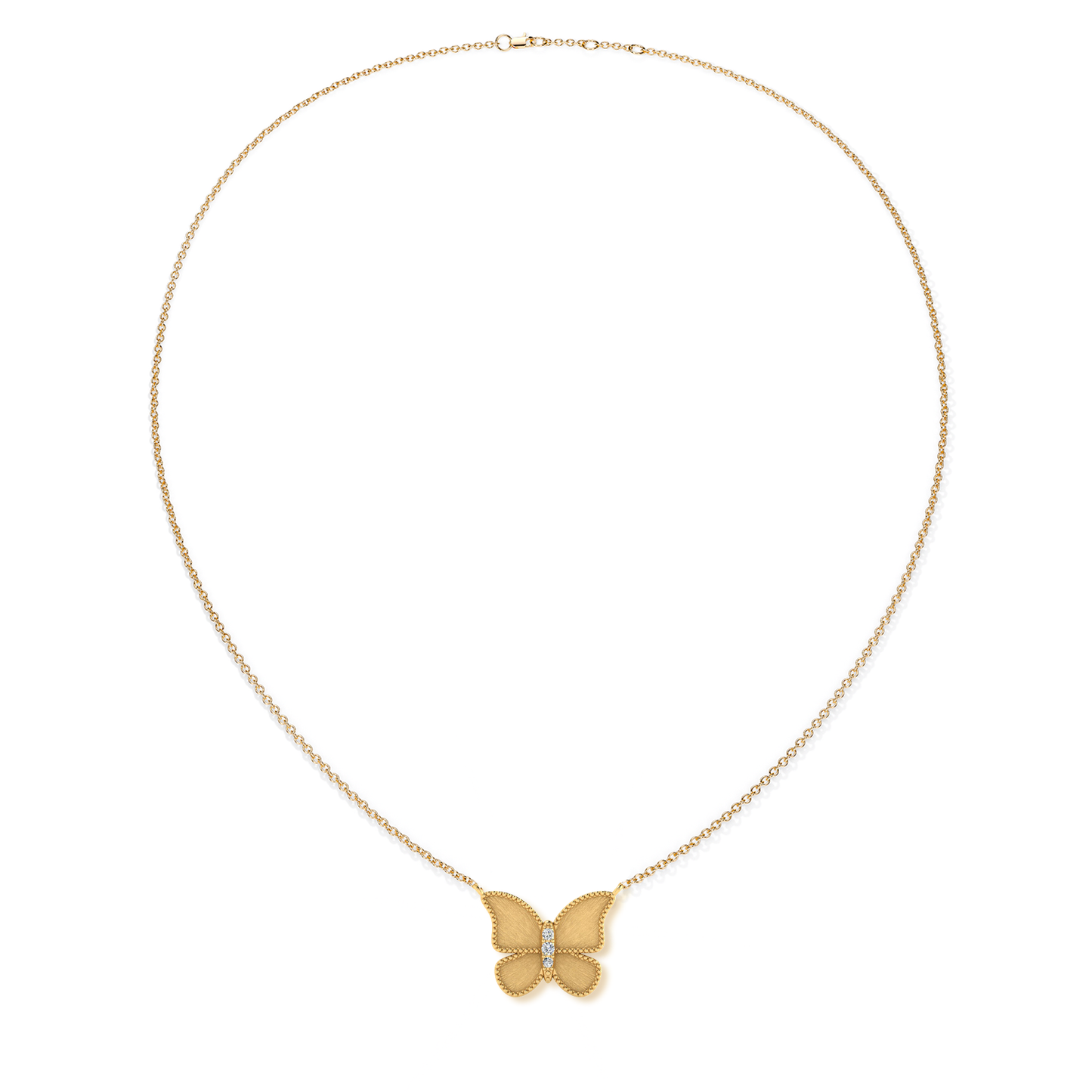 Brushed Gold Large Butterfly Necklace