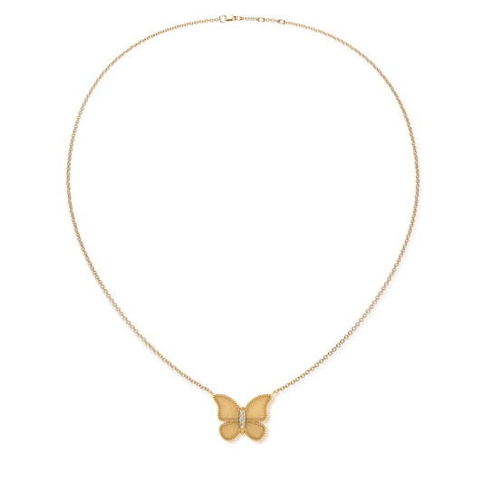 Brushed Gold Large Butterfly Necklace