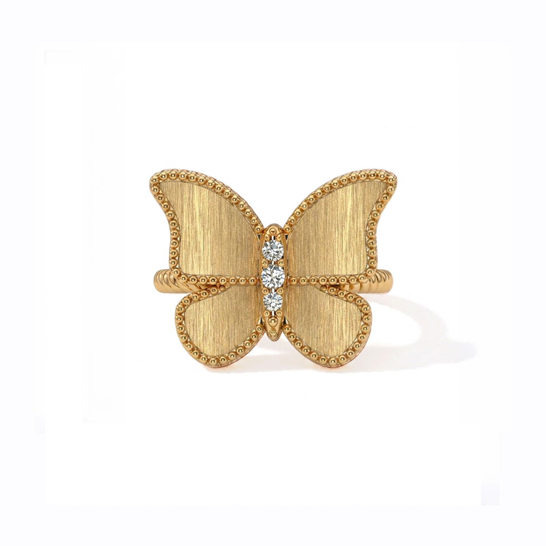 Butterfly Ring Brushed Gold Large