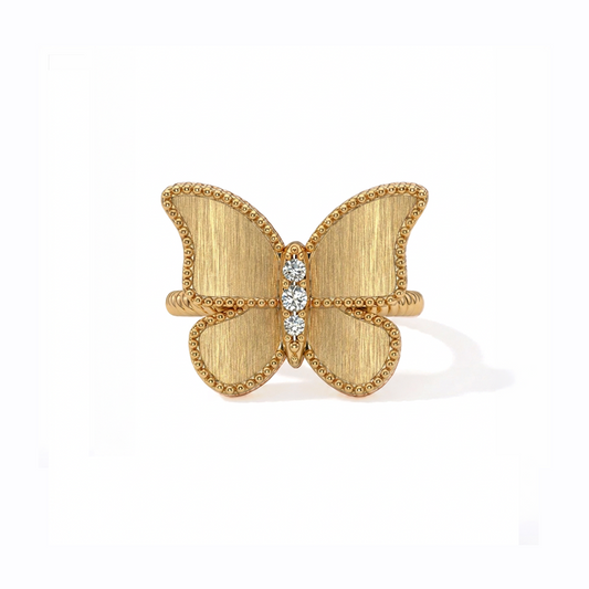 Butterfly Ring Brushed Gold Large