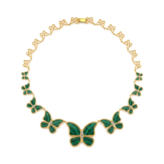 Malachite half set circle Butterfly Necklace
