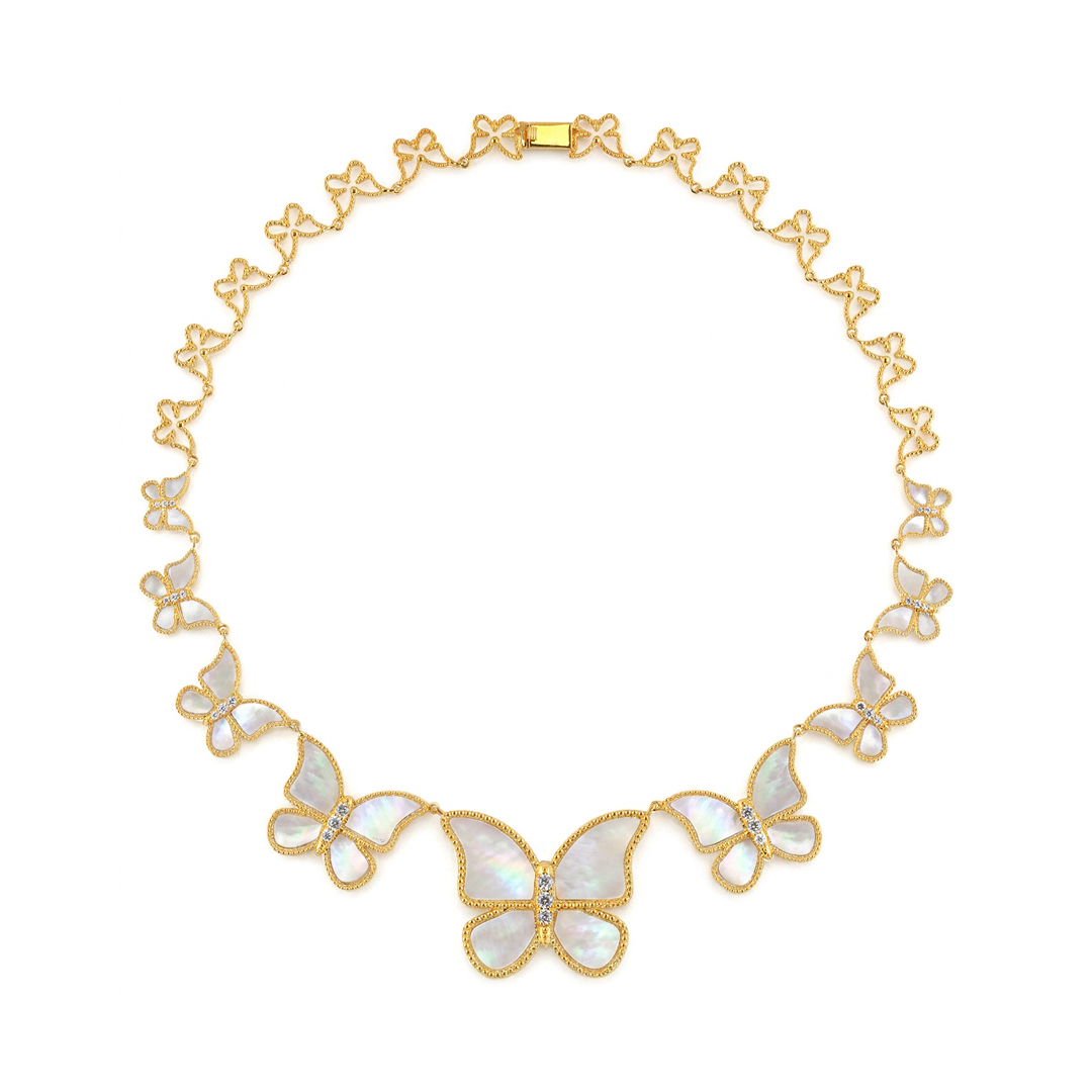 MOP  half set circle Butterfly Necklace