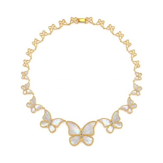 MOP  half set circle Butterfly Necklace