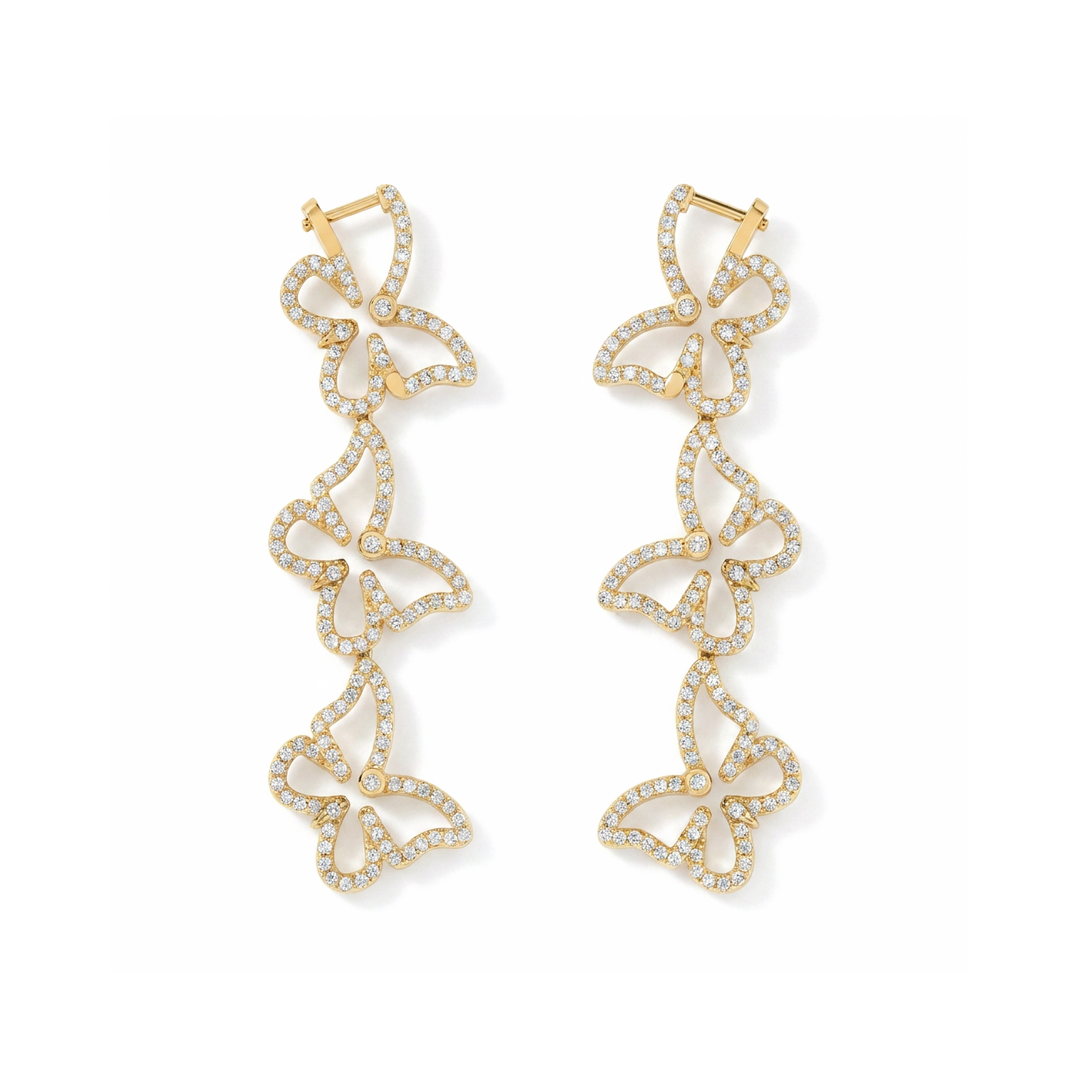 Butterfly Drop Earrings Pave