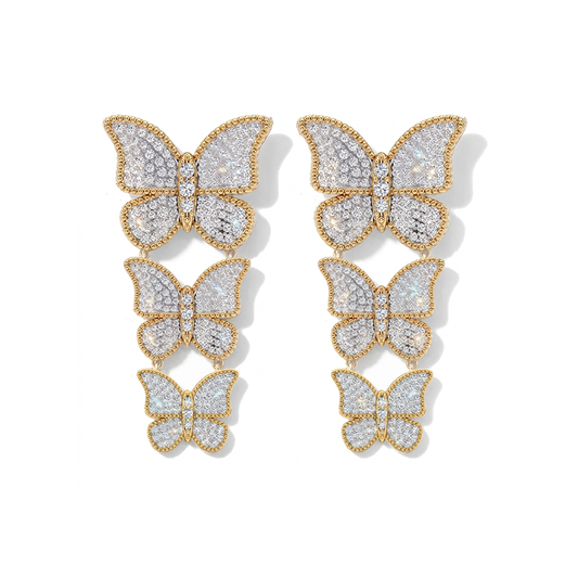Butterfly Long Earrings Pave