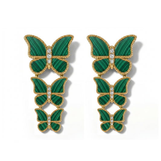 Butterfly Long Earring Malachite