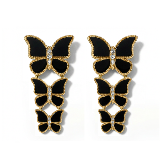 Butterfly Long Earring Black Onyx